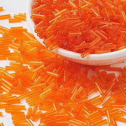 Стеклярус, бисер, оранжевые, длиной около 6 мм , 1.8 мм диаметром, отверстие : 0.6 мм, о 10000 шт / мешок. продаются в упаковке одного фунта