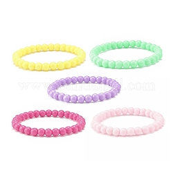 Bracelet extensible en perles acryliques couleur bonbon pour enfants, couleur mixte, diamètre intérieur: 1-3/4 pouce (4.6 cm)