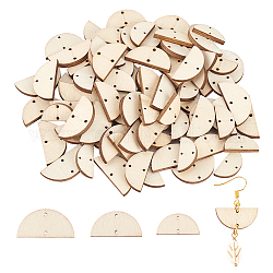 Olycraft 30 Sets 3 Sizes Undyed Wood Connector Charms, Half Round Links, BurlyWood, 9.5~13x19.5~26.5x2.5mm, Hole: 1~1.2mm
