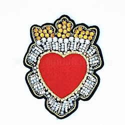Herz-Perlen-Pailletten-Strass-Kostümzubehör, zum Valentinstag, rot, 96x75 mm