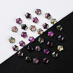 Perles de verre tchèques, étoiles du nord, colorées, 6x6x3mm, Trou: 0.8mm, environ 67 pcs/10 g