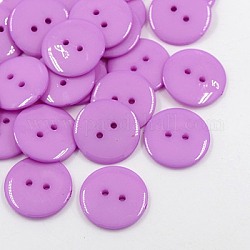Bottoni da cucire acrilico, bottoni plastico per  costume design, 2-foro, tinto, rotondo e piatto, medio orchidea, 17x2mm, Foro: 1 mm