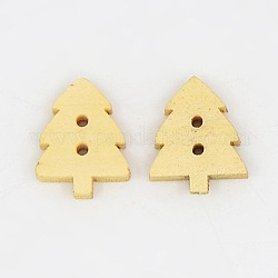 Holiday Buttons, Christmas Tree Buttons with 2-Hole, Wooden Buttons, Blanched Almond, 14x11x3.5mm
