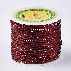 Metallic Stain Beads String Cords, Nylon Mouse Tail Cord, Dark Red, 1.5mm, about 100yards/roll