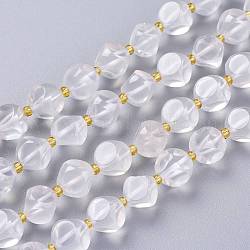 Chapelets de perles en cristal de quartz naturel, cristal de roche, avec des perles de rocaille, dés célestes à six faces, 10~10.5x10~10.5mm, Trou: 1mm, Environ 32~35 pcs/chapelet, 15.55~15.74 pouce (39.5~40 cm)