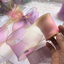 オーガンジーリボン  蝶結びネクタイ用  ヘアバレッタアクセサリーを縫う  ピンク  2-3/8インチ（60mm）  約38.28ヤード（35m）/バッグ