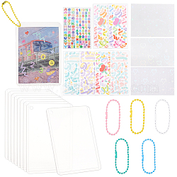 BENECREAT DIY Rectangle Photocard Sleeve Keychain Making Kit, Including PET Stickers, PVC Card Holders, Iron Ball Chain, Mixed Color, 98x65mm