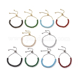 Bracciale scorrevole con perline di zirconi cubici, gioielli in ottone per le donne, colore misto, diametro interno: 1-1/8~3 pollice (2.95~7.5 cm)