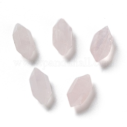 Perles pointues à double borne en quartz rose naturel, sans trou, facette, balle, 10x5x4mm