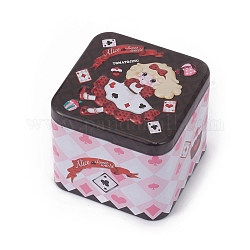 ブリキ収納ボックス  アクセサリー箱  DIYキャンドル用  乾燥貯蔵  スパイス  お茶  キャンディ  パーティーの好意  漫画の模様の正方形  ブラック  7.5x7.5x6.5cm