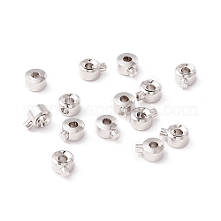 Perles à écraser en laiton , Plaqué longue durée, colonne, platine, 0.4x0.3x0.2 cm, Trou: 1mm