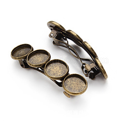 Accessoires de barrette de cheveux en laiton, avec monture ronde plate en alliage, bronze antique, Plateau: 12 mm, 5 pièces / kit