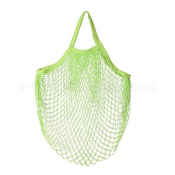 ポータブルコットンメッシュ食料品バッグ  再利用可能なネットショッピングハンドバッグ  グリーン  48.05cm  バッグ：38x36x1cm。