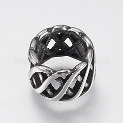 304 из нержавеющей стали бусы, кольцо, античное серебро, 11.5x7 мм, отверстие : 8.5 мм