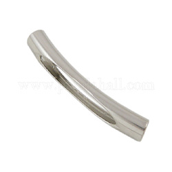 Abalorios de tubo de latón, curvo, platinado, sin níquel, aproximamente 5 mm de ancho, 32~33 mm de largo, agujero: 4 mm