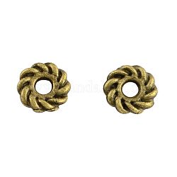 Perline distanziatrici a ciambella in lega di stile tibetano, cadmio & nichel &piombo libero, bronzo antico, 5.5x1mm, Foro: 1.5 mm
