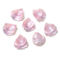 Акриловые подвески, лист, розовые, 25~26x23~24x4~6 мм, отверстие : 1~1.5 мм