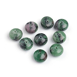 Rubí natural en los abalorios zoïsite, rerondana plana, 12~12.5x7~8.5mm, agujero: 1.5 mm