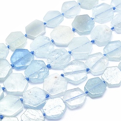 Natürliche Aquamarin Perlen Stränge, flache Plattenperlen, Klasse A, Nuggets, 15~17x18~20x4~5 mm, Bohrung: 1 mm, ca. 23 Stk. / Strang, 15.7 Zoll (40 cm)