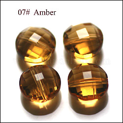Imitazione branelli di cristallo austriaco, grado aaa, sfaccettato, rotondo e piatto, goldenrod, 12x6.5mm, Foro: 0.9~1 mm