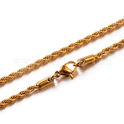 Collares de cadena de cuerda de 304 acero inoxidable, dorado, 19.7 pulgada (50 cm), 2.2mm