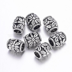 Alloy European Beads, Large Hole Beads, Lead Free & Cadmium Free & Nickel Free, Barrel, Antique Silver, Size: about 10mm in diameter, 11mm thick, hole: 5mm