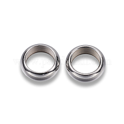 304 Edelstahl-Abstandhalter-Perlen, Ring, Edelstahl Farbe, 7x2.5 mm, Bohrung: 5 mm