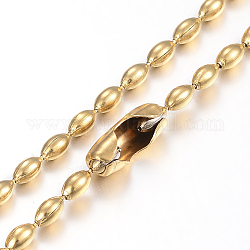 304 ожерелья из нержавеющей стали из нержавеющей стали, овальные, золотые, 29.5 дюйм (75 см), 4x2.3 мм