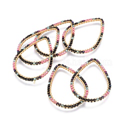 Miyuki & toho perline giapponesi fatte a mano, con anelli di collegamento in ottone, modello telaio, lacrima, oro, colorato, 25x34~35.5x1.6mm