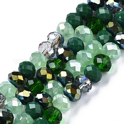 Chapelets de perles en verre électroplaqué, facette, rondelle, vert de mer, 5.5~6x5mm, Trou: 1mm, Environ 90~92 pcs/chapelet, 16.54 pouce ~ 16.93 pouces (42~43 cm)