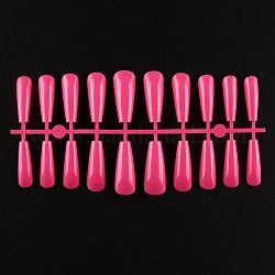 Unghia falsa senza cuciture in plastica di colore solido, pratica lo strumento nail art per manicure, rosa caldo, 26~32x6~13mm, 20 pc / insieme.