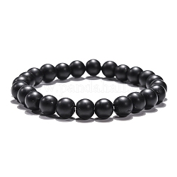 Pierre noire bracelets en perles synthétiques stretch, ronde, 2 pouce (5.2 cm), perle: 8 mm