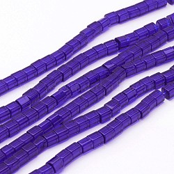 Glass Beads Strands, Cube, Dark Blue, about 4~5mm long, 4~5mm wide, 4~5mm thick, hole: 1mm, about 75~78pcs/strand, 13~14 inch