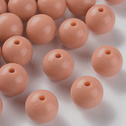 Opake Legierung Perlen, Runde, dunkler Lachs, 16x15 mm, Bohrung: 2.8 mm, ca. 220 Stk. / 500 g