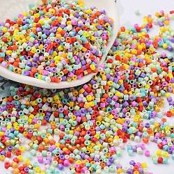 Baking Paint Glass Seed Beads, Cylinder, Colorful, 2x1.5mm, Hole: 1mm, about 50398pcs/pound