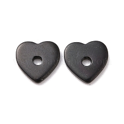 304 perline in acciaio inossidabile, cuore, elettroforesi nera, 6x6x1mm, Foro: 1 mm