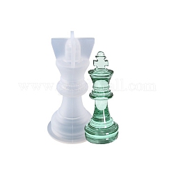 Stampi in silicone per scacchi fai da te, stampi per colata di resina, strumenti di stampo artigianali in argilla, re, bianco, 35x67mm, diametro interno: 26mm