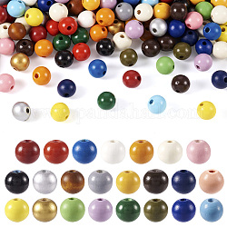 230pcs 23 couleurs de perles en bois naturel peintes, ronde, couleur mixte, 16mm, Trou: 4mm, 10 pcs / couleur