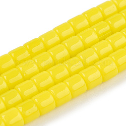 Opaque Solid Glass Bead Strands, Column, Yellow, 5~5.5x4~4.5mm, Hole: 1.4mm, about 95~99pcs/strand, 15.28 inch~39.3 inch(38.8~39.3cm)