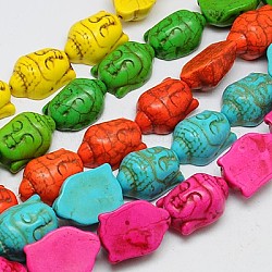 Kunsttürkisfarbenen Perlen Stränge, gefärbt, Buddha, Mischfarbe, 29x20x13 mm, Bohrung: 1 mm, ca. 90 Stk. / 1000 g