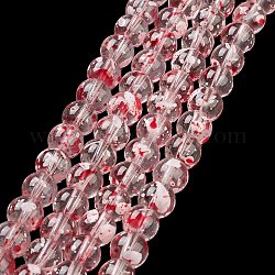 Hilos de perlas de vidrio transparente pintado pintado, redondo, rojo, 8mm, agujero: 1.2 mm, aproximamente 102 pcs / cadena, 30.24'' (76.8 cm)