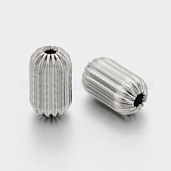 Tube 304 Stainless Steel Corrugated Beads, Stainless Steel Color, 10x5.5mm, Hole: 1.5mm