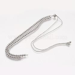 Messing Perlenkette Halskette machen, Echt platiniert, Echt platiniert, 15.5~16.5 Zoll (39~41 cm)