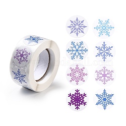 クリスマスをテーマにしたフラットラウンドロールステッカー  粘着紙ギフトタグステッカー  パーティーのために  装飾的なプレゼント  雪の結晶模様  25x0.1mm  500PCS /ロールについて