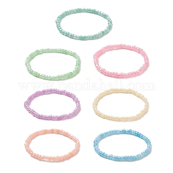 7Pcs 7 Color Glass Seed Beaded Stretch Bracelets Set for Women, Mixed Color, Inner Diameter: 2 inch(5.1cm), 1Pc/color