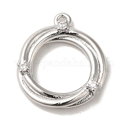 Ottone micro spianare pendenti zirconi, anello, platino, 18x15x4mm, Foro: 1.2 mm