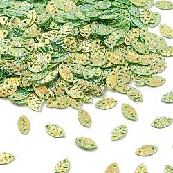 Plastic Sequins Beads, Golden Sheen, Sewing Craft Decorations, Leaf, Lime Green, 4.5x8.5x0.4~0.6mm, Hole: 0.9mm