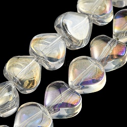 AB Color Plated Electroplate Transparent Glass Beads Strands, Heart, Clear AB, 5.5x6x4mm, Hole: 0.9mm, about 110pcs/strand, 23.23 inch(59cm)