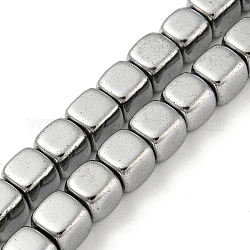 Brins de perles d'hématite non magnétiques synthétiques galvanisées, cube, platinée, 8~8.2x7.9~8.2x7.9~8.2mm, Trou: 1mm, Environ 49 pcs/chapelet, 15.94'' (40.5 cm)