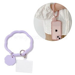 Handy-Umhängeband mit Silikonschlaufe, Handschlaufe mit Schlüsselanhängerhalter aus Kunststoff und Legierung, Flieder, 19.5 cm